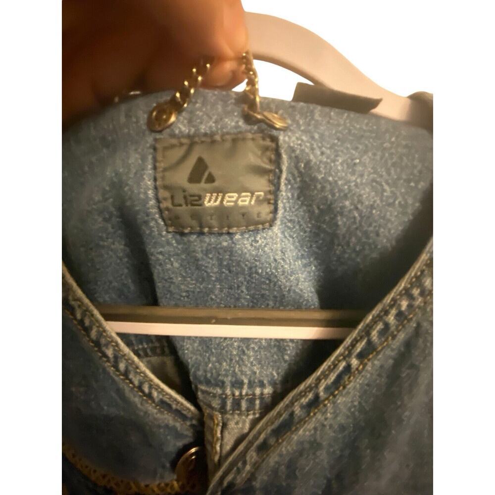 Liz Wear V Neck Denim Jacket Size Small Petite Long Sleeve Casual Vintage - Picture 9 of 16
